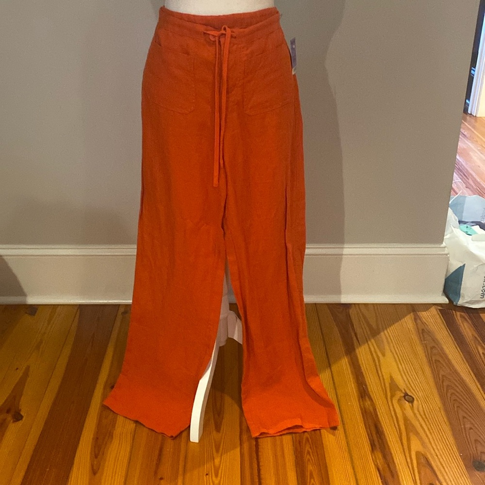 NWT Vince Orange linen pants XS